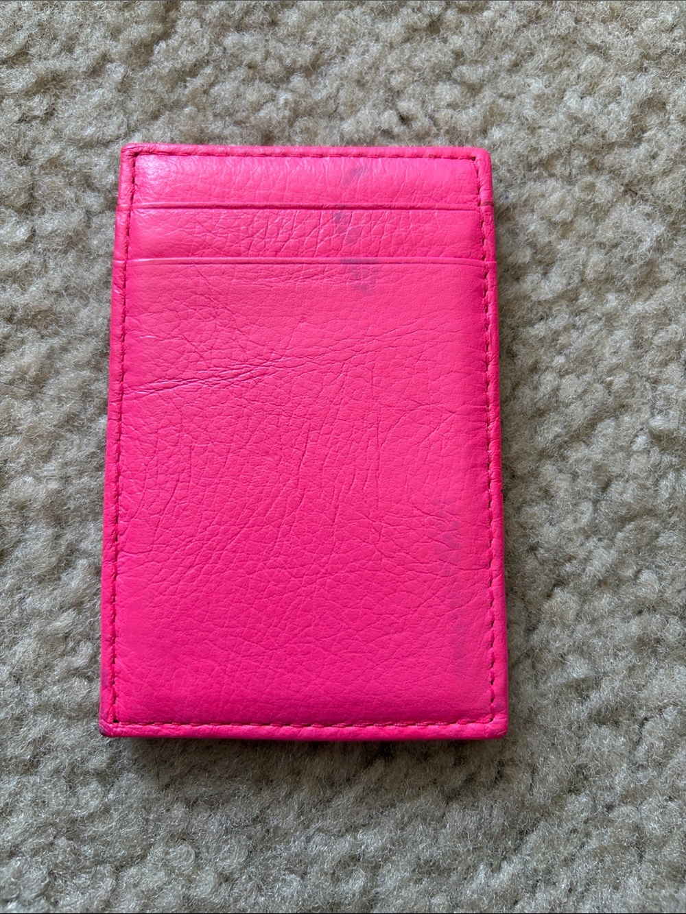 J. Crew Bright Pink and Tan Leather Magic Wallet